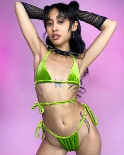Green Velveteen Micro 2pc Bikini
