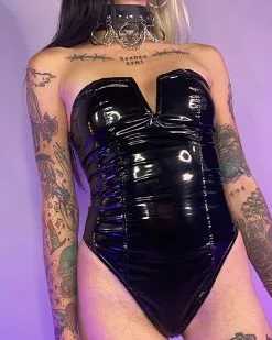 Hug Me Tight Black Vinyl PU High Cut Bodysuit -Rave Wonderland Shop 1 5f4e4bda 63d3 4f0b a49d 0b3696d337bf