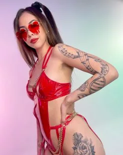 Forplay Chain Of Command Red Vinyl Bodysuit -Rave Wonderland Shop 22 4be2de47 2d52 4fe9 947e 0b8502e98b48