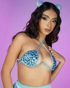 Rave Wonderland Shop 13 Baby Blue Double Crossed Diamonds Bustier