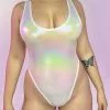 White Holo Foil Bodysuit
