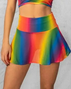 Rainbows In The Sky Tricot Mesh Skirt