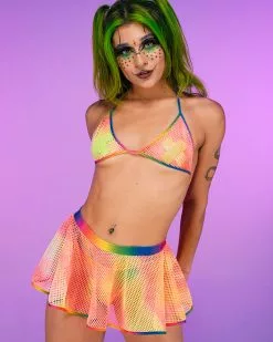 Roma Rainbow Raver Fishnet Mini Skirt -Rave Wonderland Shop 36 106daed9 c348 44fd a07f c2d0b201ec18