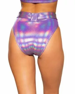 Roma Shimmer Buckle High Waist Rave Shorts -Rave Wonderland Shop 3745 PP Back