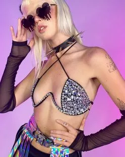 Black Double Crossed Diamonds Bustier