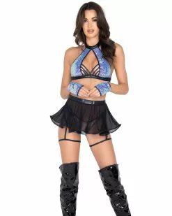 Roma Astro Candy Halter Sequin Top With Strap Detail -Rave Wonderland Shop 6010 6011 6012 6042 J