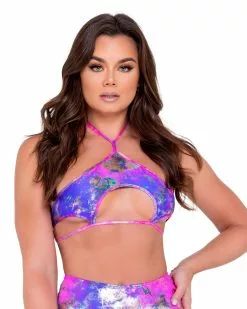 Roma Violet Rebel Keyhole Tie Top -Rave Wonderland Shop 6058 6059 PM 2