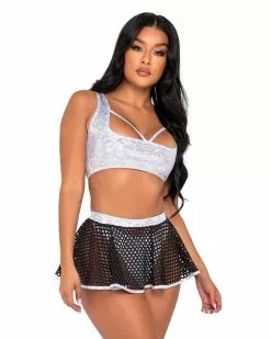 Roma Bass Drop Fishnet Mini Skirt -Rave Wonderland Shop 6071 6072 W 6077 B