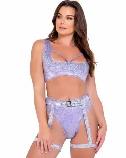 Roma Lilac Aura Garter Belted Shorts -Rave Wonderland Shop 6071 6074 Lav 2