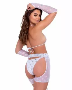 Roma White Cosmic Stardust Bikini Tie Top -Rave Wonderland Shop 6080 6081 6083 6163 Wht Back