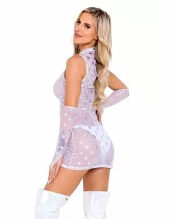 Roma White Cosmic Stardust Cutout Dress -Rave Wonderland Shop 6084 6163 Wht Back