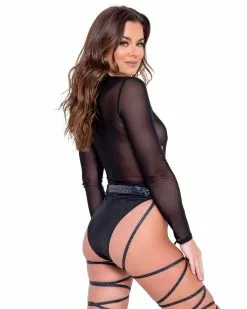 Roma Sheer Icon Bodysuit -Rave Wonderland Shop 6086 6087 Blk Back