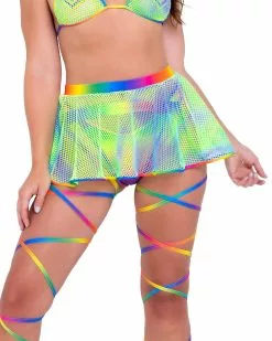 Roma Rainbow Raver Fishnet Mini Skirt -Rave Wonderland Shop 6141 6142 GM 6145 6143
