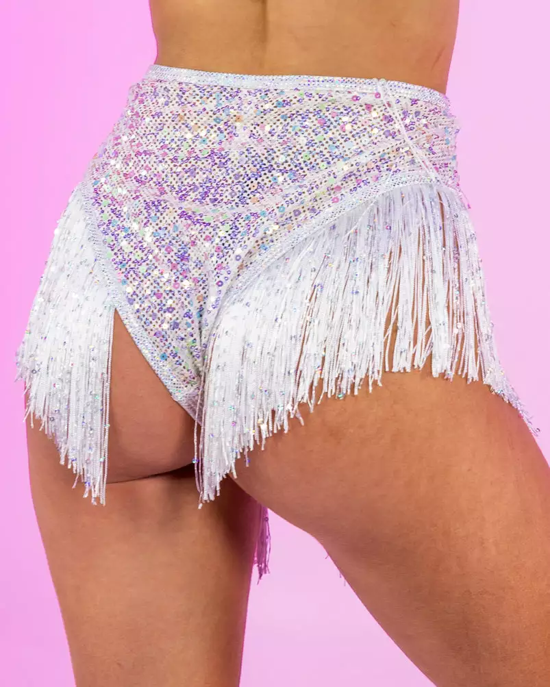Roma Diamond Rodeo Sequin Fishnet High Waisted Shorts With Fringe 4 Roma Diamond Rodeo Sequin Fishnet High Waisted Shorts With Fringe - Image 2
