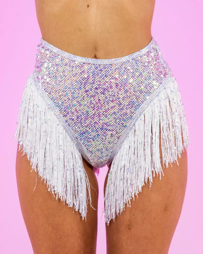 Roma Diamond Rodeo Sequin Fishnet High Waisted Shorts With Fringe 5 Roma Diamond Rodeo Sequin Fishnet High Waisted Shorts With Fringe - Image 3