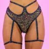 Roma Diamond Rodeo Sequin Fishnet High Waisted Shorts W/ Attached Garter -Rave Wonderland Shop 6232 BLK 2