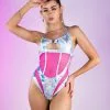Roma On Cloud Nine Sheer Mesh Panel And Print Bodysuit Romper -Rave Wonderland Shop 6297 3