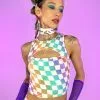 Rainbow Checker Cutout Top -Rave Wonderland Shop 6 fb0a33df d164 44de 9ec2 3e03956ff85e