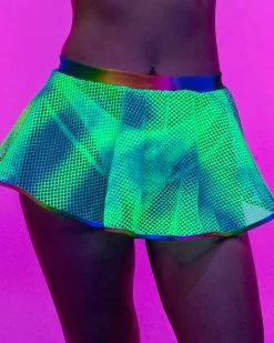Roma Rainbow Raver Fishnet Mini Skirt