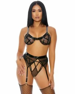 Forplay 3pc Adore You Lattice Lingerie Set