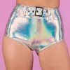 Roma Silver Holo Foil Belted Shorts -Rave Wonderland Shop 82 56190f51 40d6 493a af64 ee0e4c083b8b