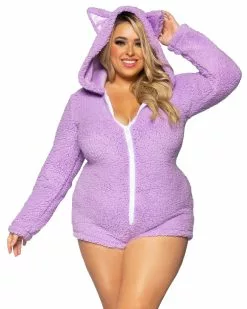 LEG AVENUE Fuzzy Kitty Onesie -Rave Wonderland Shop 86999X07608 main