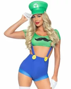 LEG AVENUE 3pc Gamer Luigi-Inspired Costume -Rave Wonderland Shop 87071 001 283