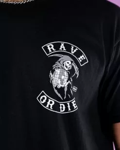 Rave Or Die Reaper Black Men's T-Shirt -Rave Wonderland Shop A800 RAVEORDIE 7