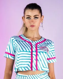 Music In My Heart Sloth Cropped Baseball Jersey -Rave Wonderland Shop A811 HOUSESLOTH 3