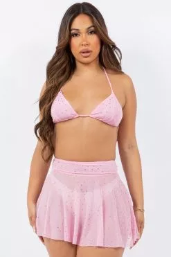 Rhinestone Dreaming 2pc Bralette And Skirt Set -Rave Wonderland Shop BDZ202304211359146711178 Color L 0