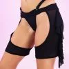 Roma Sheer Mesh Short Chaps W/ Ruffle Details -Rave Wonderland Shop DS 6233 BLK 3
