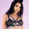 Black Blushing Pastel Sheer Strapped Bralette -Rave Wonderland Shop DSK3527 BLK 4