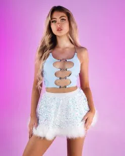Baby Blue Chained Heart Open Front Crop Top -Rave Wonderland Shop DSK3591 BBLU 2