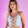 Baby Blue Chained Heart Open Front Crop Top -Rave Wonderland Shop DSK3591 BBLU 3