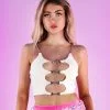 White Chained Heart Open Front Crop Top -Rave Wonderland Shop DSK3591 WHT 3