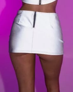 Flash Reflective Bound Double Lace Up Mini Skirt -Rave Wonderland Shop DSK3801 1