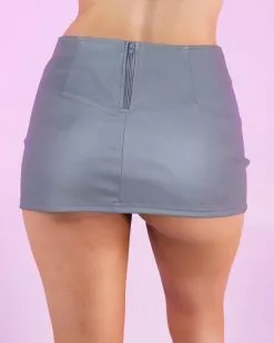 Flash Reflective Bound Double Lace Up Mini Skirt -Rave Wonderland Shop DSK3801 4