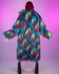 Wild Nights Faux Fur Velvet Lining Mid-Length Coat -Rave Wonderland Shop LizzieRoseMedia 0353
