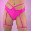 Roma Hot Pink Shorts W/ Attached Leg Straps Rave Basics -Rave Wonderland Shop LizzieRoseMedia 1075