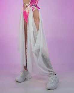 Roma Diamond Rodeo Sheer Mesh Skirt W/ Attached Holographic Belt