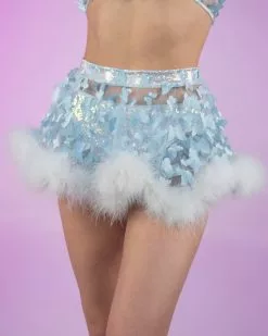 Roma Butterfly Oasis Blue And White Sheer Skirt With Marabou Trim -Rave Wonderland Shop LizzieRoseMedia 1813