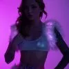 White Light-Up LED Faux Fur (Lights Up Pink) Shoulder Poofs -Rave Wonderland Shop LizzieRoseMedia 2342