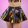 Black Holo And Brimstone Holo Vinyl Flame Skirt -Rave Wonderland Shop LizzieRoseMedia 8618