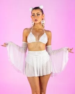 Rhinestone Dreaming 2pc Bralette And Skirt Set