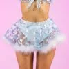Roma Butterfly Oasis Blue And White Sheer Skirt With Marabou Trim -Rave Wonderland Shop RAVEWONDERLANDECOMM06.16.23 42