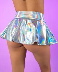 Roma Silver Holo Mini Skirt -Rave Wonderland Shop RW 011023 8773