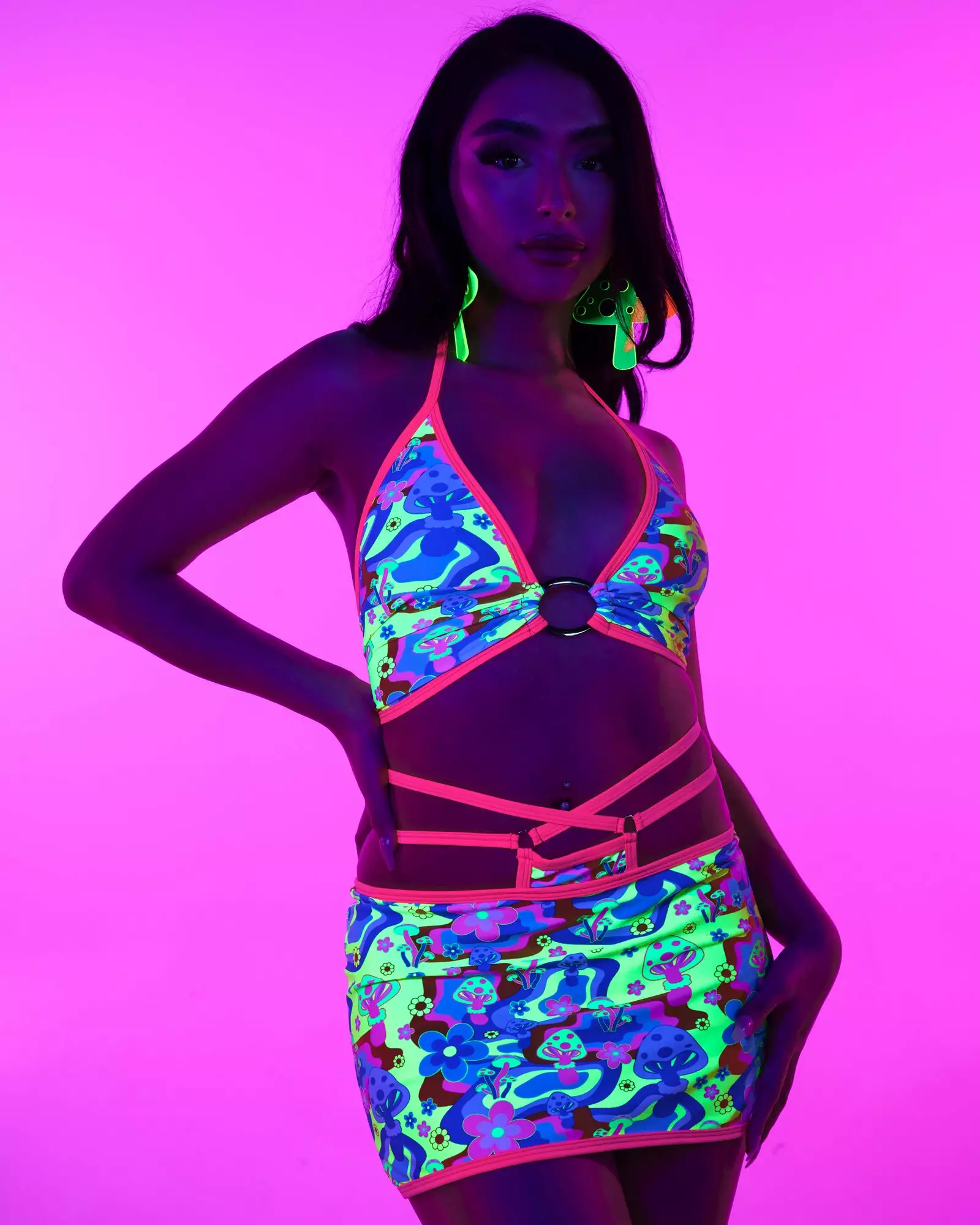 Shark Psychedelic Psilocybin O-Ring Halter Top 4 Shark Psychedelic Psilocybin O-Ring Halter Top - Image 2