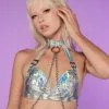 Roma Silver Holo Foil Chain Top -Rave Wonderland Shop RW 092822 129
