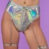 Roma Silver Holo Foil Garter Bottoms -Rave Wonderland Shop RW 092822 72 faf90019 e172 4175 9c6c 14d1089dcb61