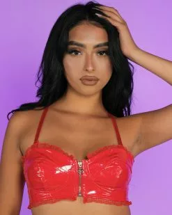 Red Vinyl Pixie Tube Top